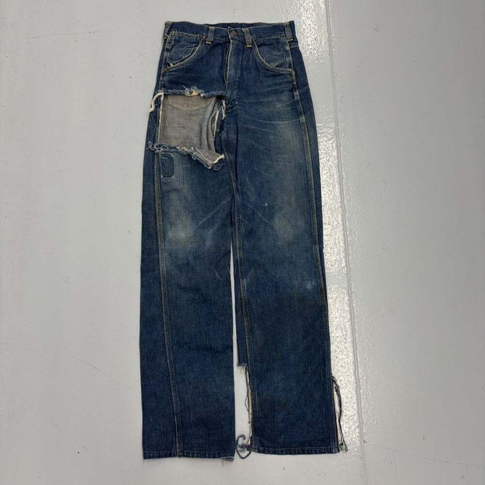 Vintage 60s Roy Rogers Blue Dark Distressed Jeans 26x30